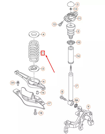NEW VOLKSWAGEN GOLF 5K MK6 REAR AXLE COIL SPRING 1K0511115EC ORIGINAL