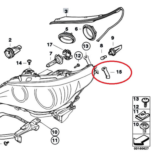 NEW BMW 5 SERIES E60 E61 HEADLIGHT BRACKET LEFT 63126949633 6949633 ORIGINAL