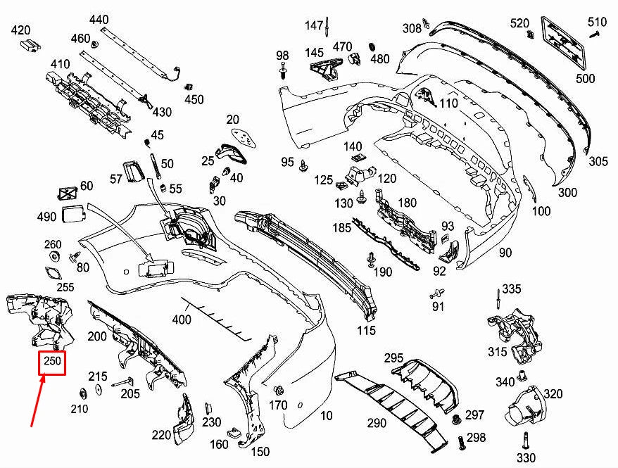 NEW MERCEDES-BENZ GLC X253 REAR RIGHT BUMPER MOUNTING RAIL A2538800812 ORIGINAL
