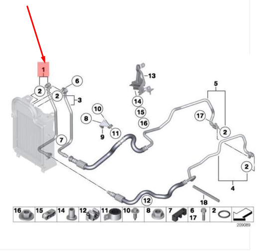 new bmw x5 e70 engine oil cooler hose pipe inlet 17227576394 7576394 original