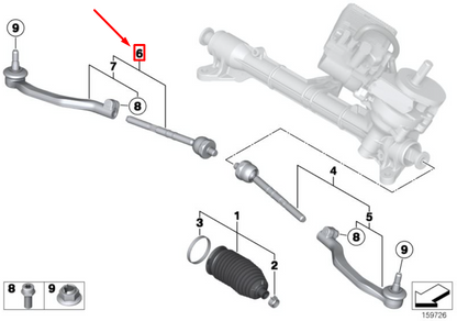 new mini clubman r55 steering right tie rod 32106778548 original