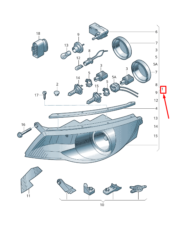 new vw tiguan 5n front right headlight lhd 5n1941031ab original