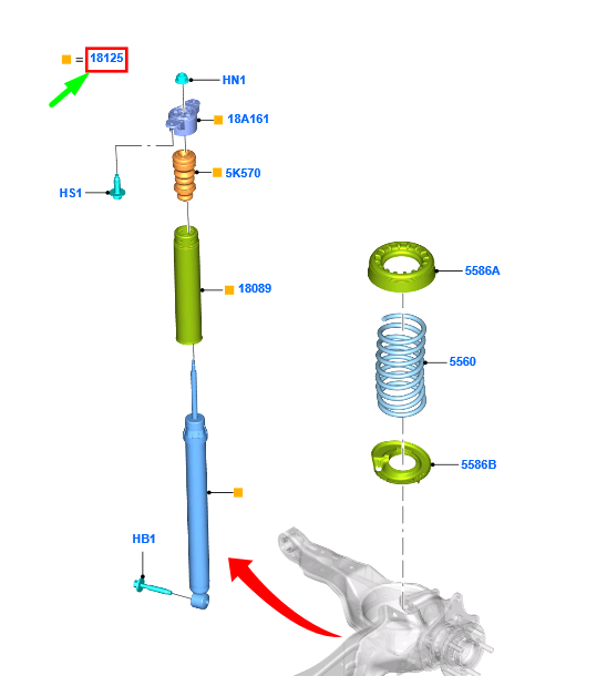 new ford grand c-max mk2 rear shock absorber av61-18080-kaa 1898204 original