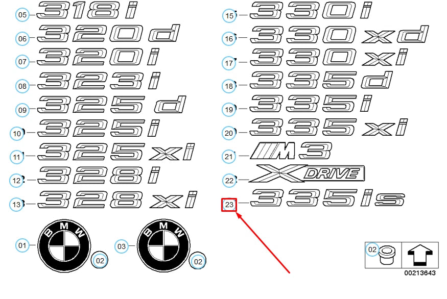 NEW BMW 3 CONVERTIBLE E93 REAR TRUNK LID 335IS EMBLEM 51147364378 ORIGINAL