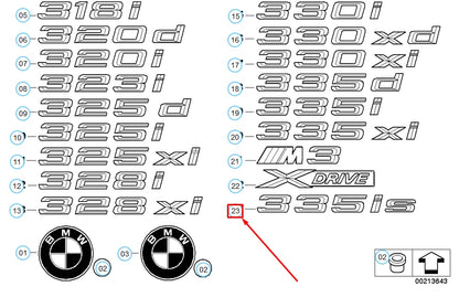 NEW BMW 3 CONVERTIBLE E93 REAR TRUNK LID 335IS EMBLEM 51147364378 ORIGINAL