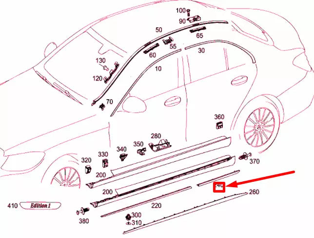 NEW MERCEDES-BENZ C W205 REAR RIGHT DOOR MOLDING A2056906402 ORIGINAL