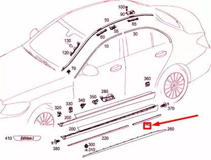 NEW MERCEDES-BENZ C W205 REAR RIGHT DOOR MOLDING A2056906402 ORIGINAL