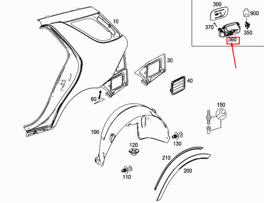 new mercedes-benz gle w166 right tank filler recess a1666303303 original