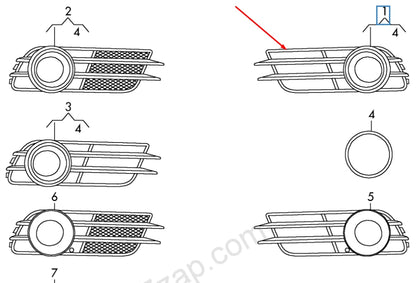 NEW AUDI A6 C7 LEFT FOG LIGHT GRILLE 4G0807681BBMT 2012 ORIGINAL