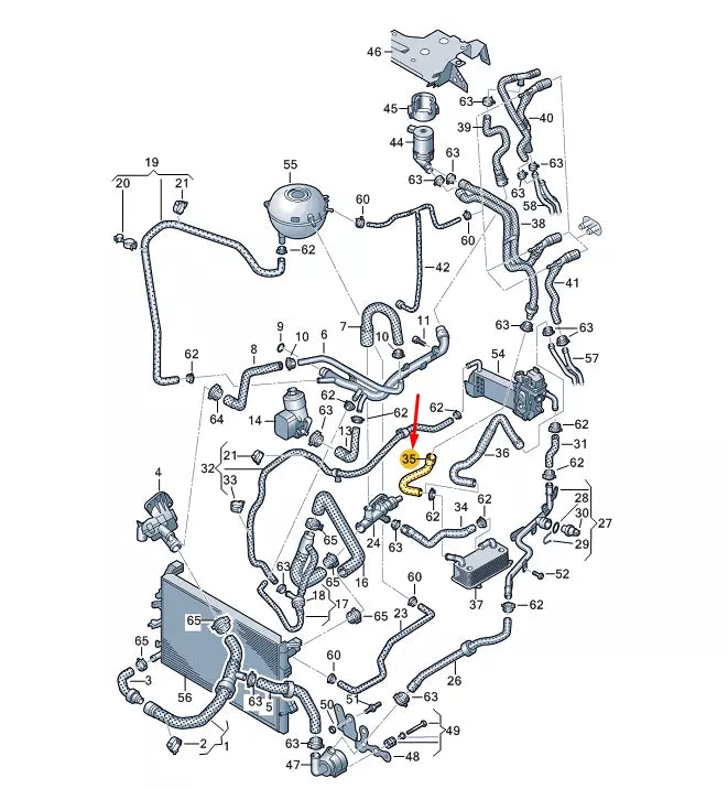 NEW VW TRANSPORTER VI T6 COOLANT HOSE 7E0121058F