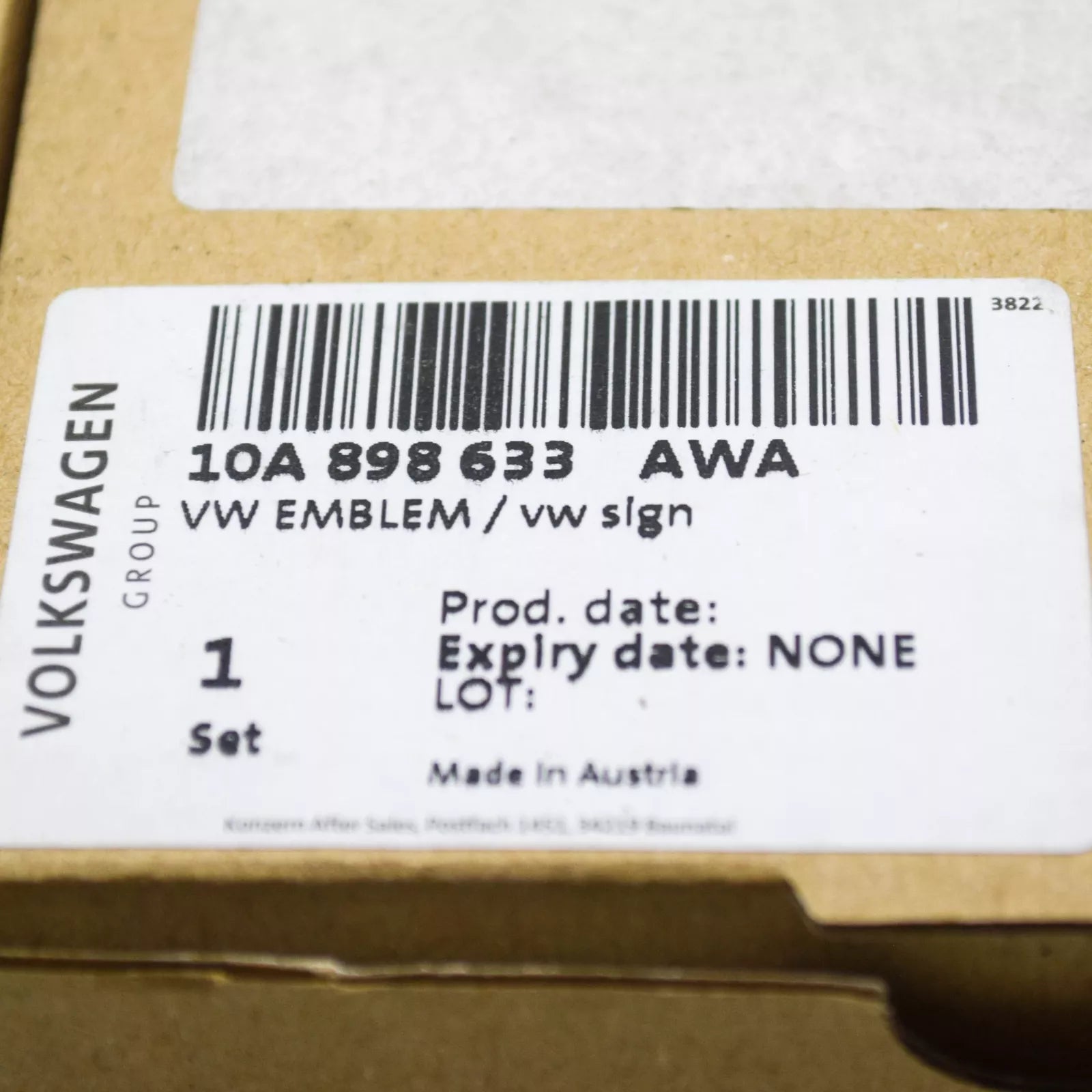 NEW VOLKSWAGEN ID.3 E11 REAR TRUNK BOOTLID BADGE EMBLEM 10A898633AWA ORIGINAL