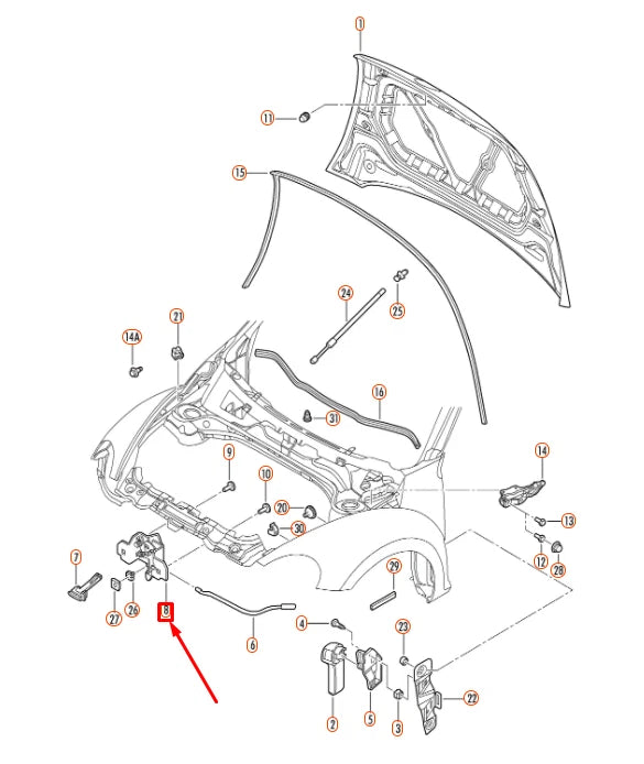 NEW VW BEETLE 9C ENGINE HOOD BONNET LOCK LOWER PART 1C0823509AE ORIGINAL