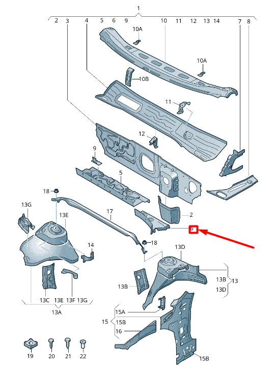new volkswagen golf 5g mk7 front right body water box 5q0805398 original