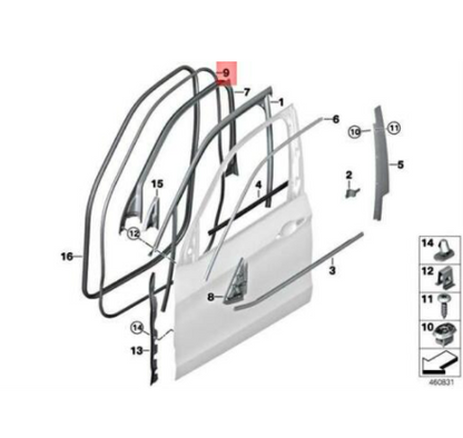 new bmw x5 f15 f85 m front door weatherstrip seal 51337289609 original