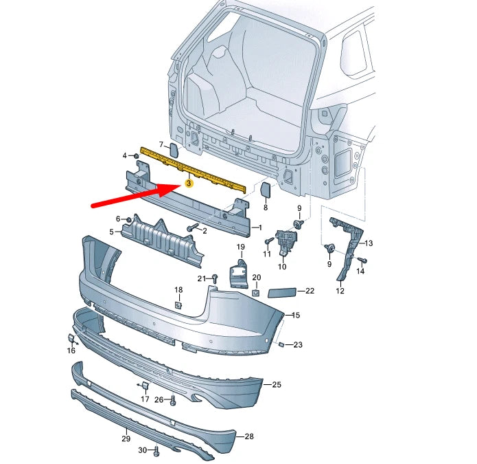 NEW VW TOUAREG CR MK3 REAR BUMPER CENTRE SECURING STRIP 760807863