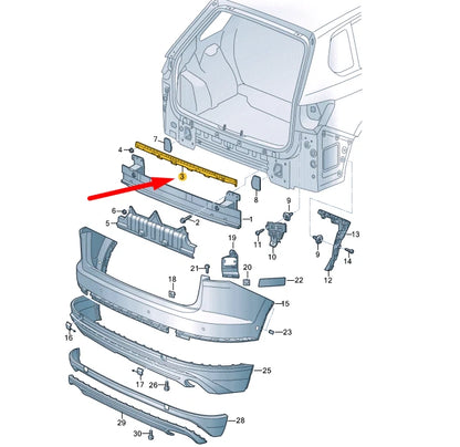 NEW VW TOUAREG CR MK3 REAR BUMPER CENTRE SECURING STRIP 760807863