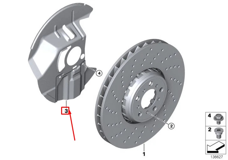 NEW BMW Z4 E85 FRONT RIGHT WHEEL BRAKE DISC PROTECTION PLATE 34117833110