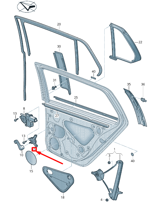 new volkswagen golf 5g mk7 rear left door manual mechanism 5g0839039 original