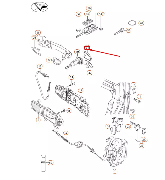 NEW VOLKSWAGEN PASSAT B8 FRONT LEFT DOOR HANDLE COVER CAP 1K8837879GRU ORIGINAL