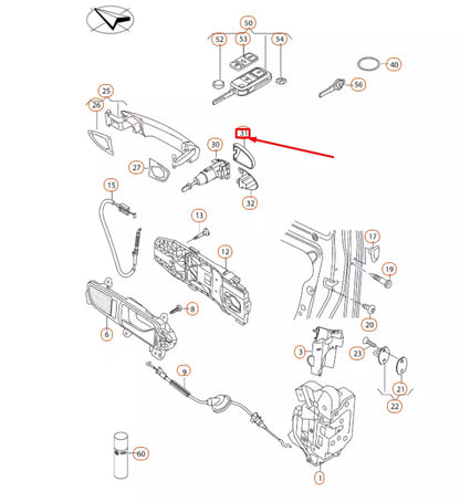 NEW VOLKSWAGEN PASSAT B8 FRONT LEFT DOOR HANDLE COVER CAP 1K8837879GRU ORIGINAL