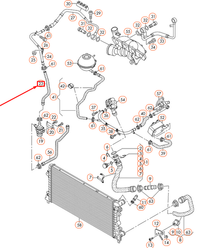 NEW AUDI A1 8X ENGINE COOLANT HOSE 1K0121063J ORIGINAL