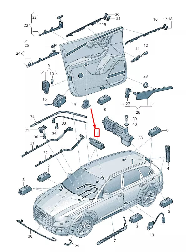 NEW AUDI Q7 4M ROOF SUN VISOR LIGHT 4M0947105A ORIGINAL