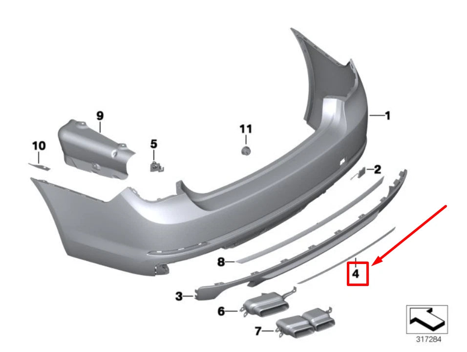 NEW BMW 7 F01,F02 LOWER REAR BUMPER CHROME TRIM 51127195513 7195513 ORIGINAL