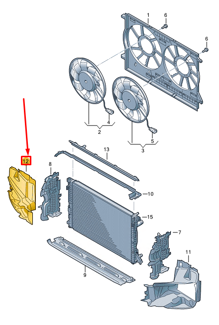 new audi a8 d5 right engine radiator air guide 4n0145334s original