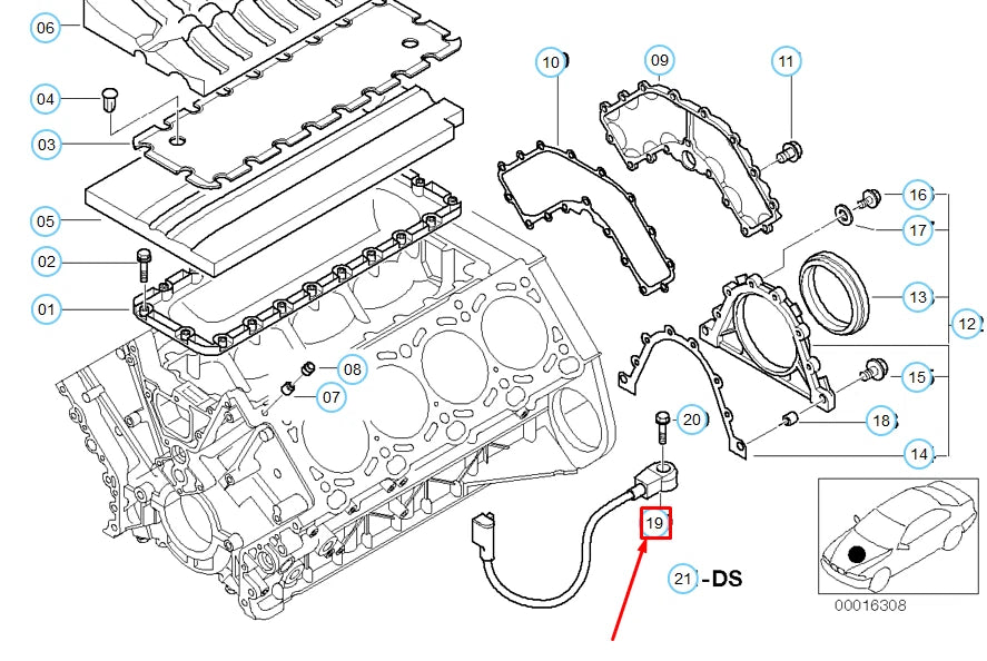 NEW BMW 5 E39 KNOCK DETONATION PING SENSOR 12141741648 ORIGINAL