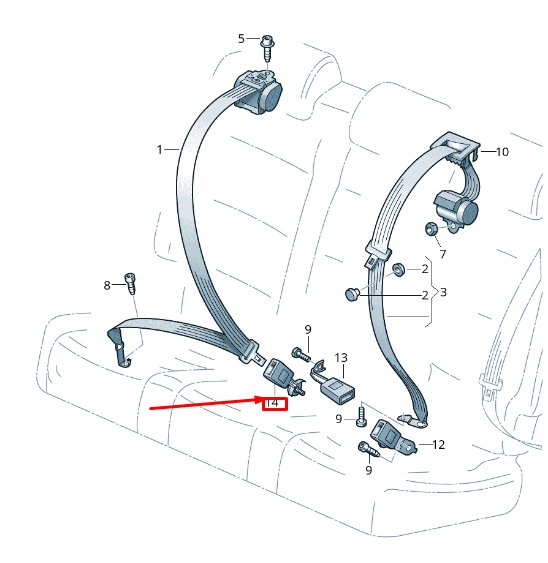 new audi q5 8r rear right seat buckle 8r0857754f original