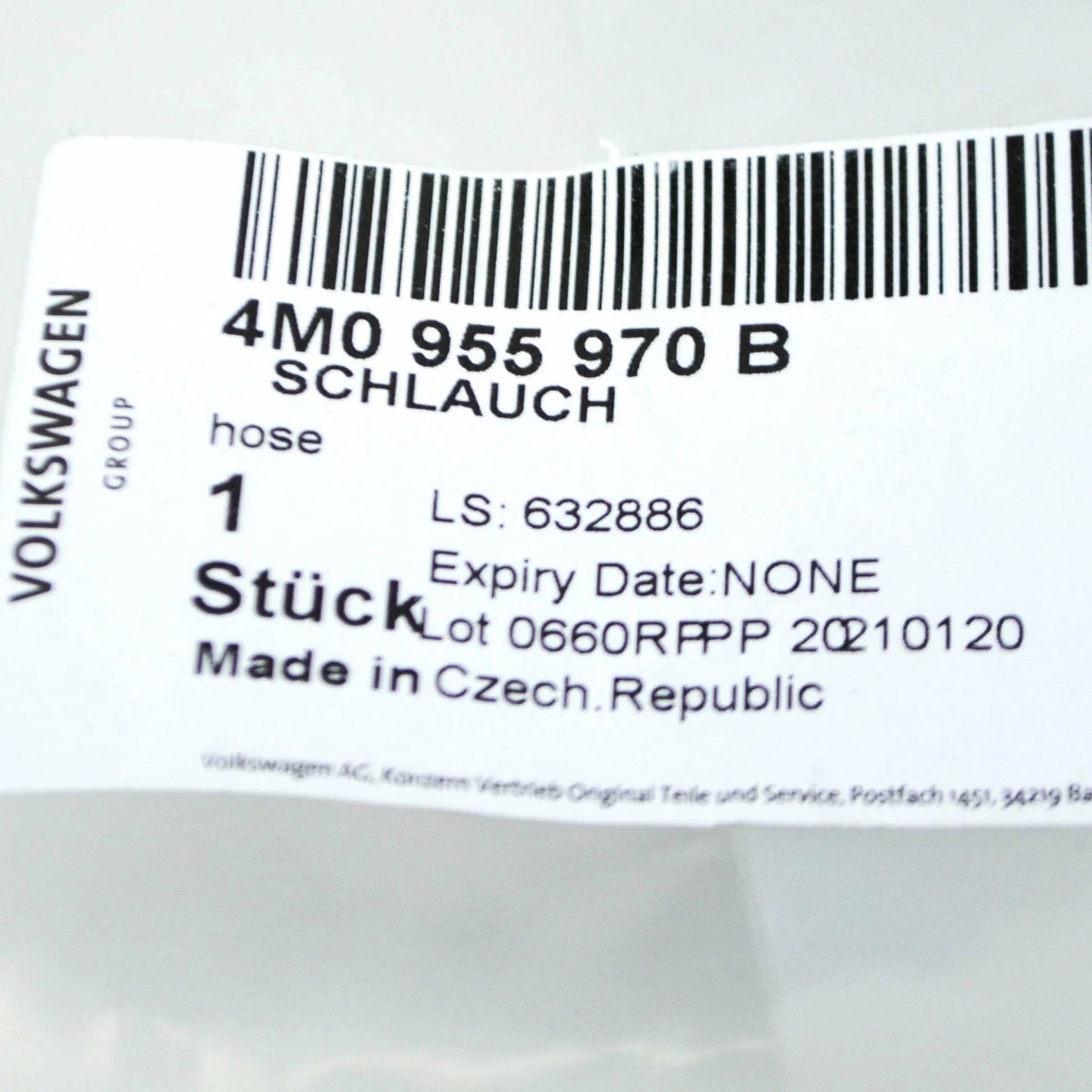 NEW AUDI Q7 4M HEADLIGHT WASHER SYSTEM HOSE 4M0955970B