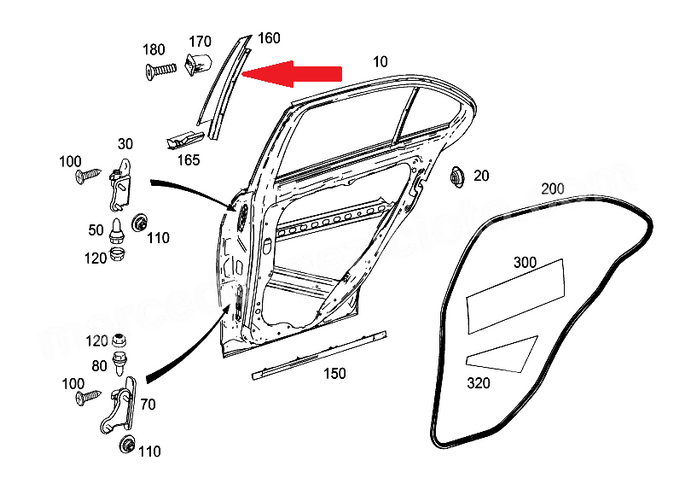 NEW MERCEDES-BENZ C-CLASS W204 REAR LEFT DOOR EXTERIOR B-PILLAR TRIM A2046902187