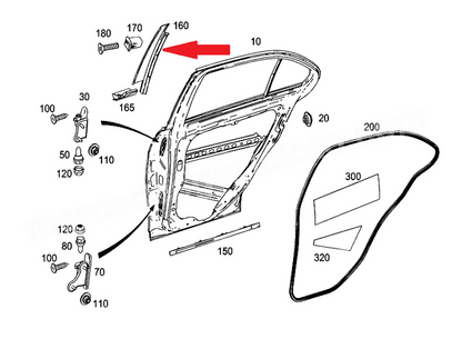 NEW MERCEDES-BENZ C-CLASS W204 REAR LEFT DOOR EXTERIOR B-PILLAR TRIM A2046902187