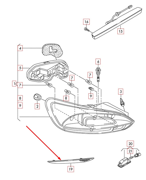 NEW VOLKSWAGEN SCIROCCO REAR BUMPER RIGHT REFLECTOR 1K8945106B 2011