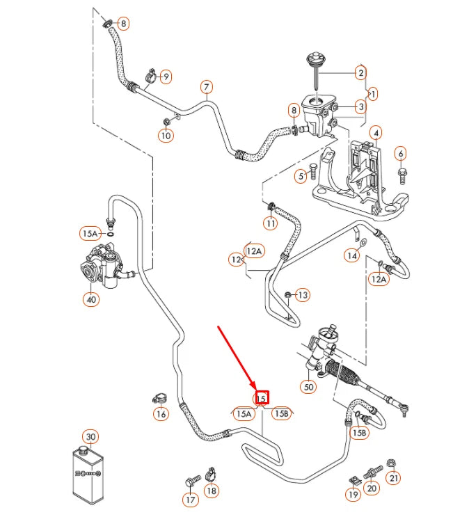 NEW VOLKSWAGEN BEETLE A5 POWER STEERING PRESSURE HOSE 5C0422893BK ORIGINAL