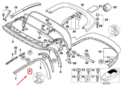 NEW BMW Z3 COUPE E36 LEFT CENTER WINDOW GUIDE 54318397659 8397659 ORIGINAL