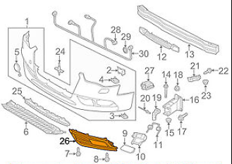 new audi a4 b8 front left fog light grille 8k0807682l01c 2014 original
