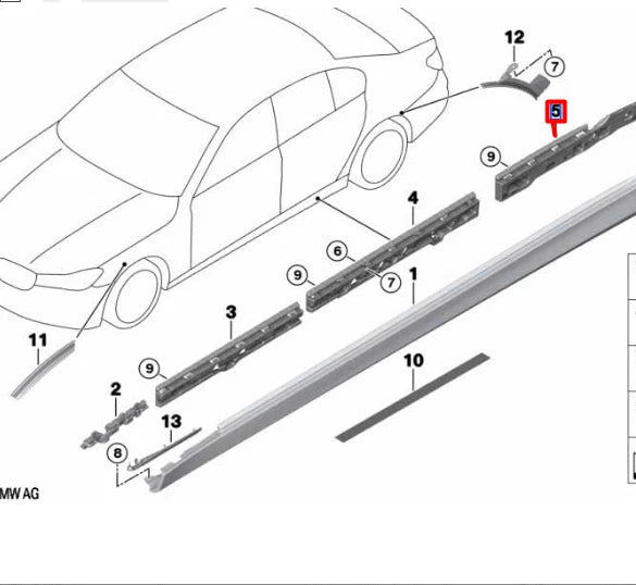 NEW BMW 7 G11 G12 REAR LEFT SIDE SIDESKIRT HOLDER 51777357139 ORIGINAL