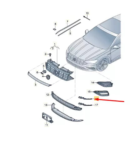 NEW VOLKSWAGEN JETTA MK7 FRONT RIGHT BUMPER MOLDING 17A854322C041