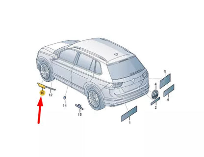 NEW VW TIGUAN AD MK2 FRONT RIGHT FENDER BADGE 'R-LINE' 5NA853688BDPJ