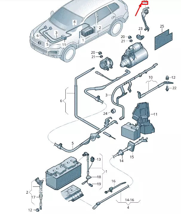 NEW VW TOUAREG 7P MK2 BATTERY WIRING CABLE HOLDER 7P0971501