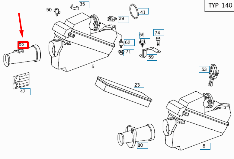 NEW MERCEDES-BENZ S W140 AIR CLEANER LEFT SCOOP A1405280704 ORIGINAL