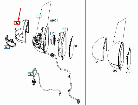NEW MERCEDES-BENZ VITO W447 FRONT LEFT DOOR MIRROR COVER A44781126009999