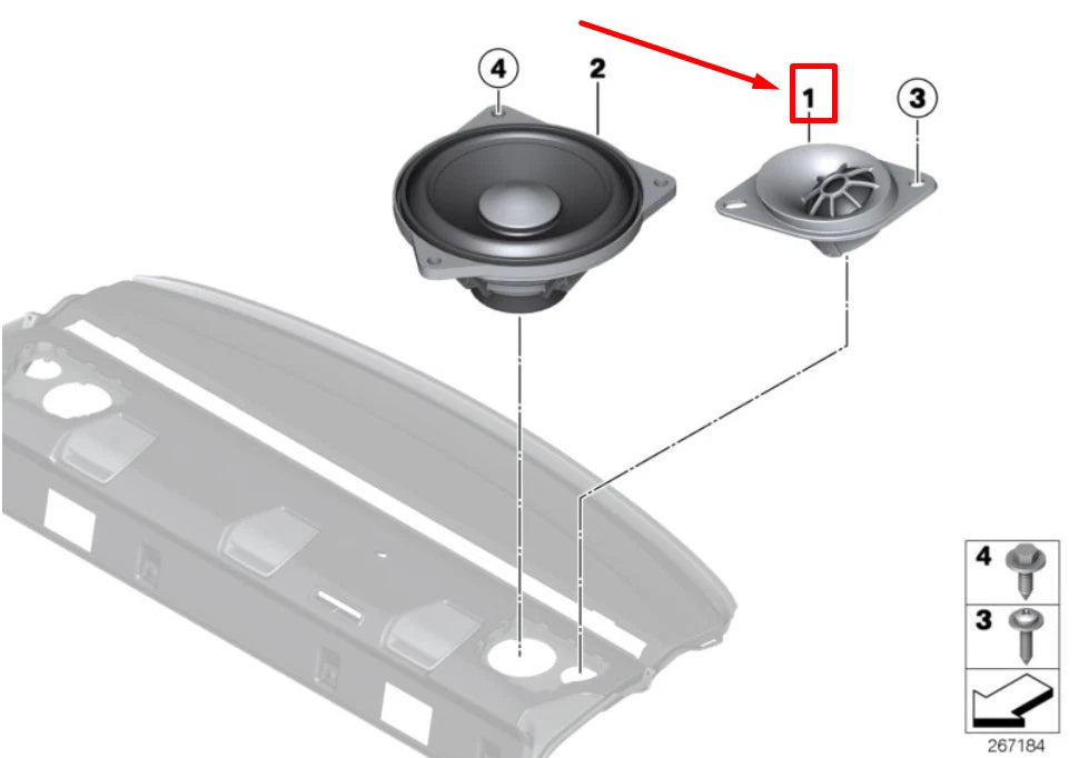 NEW BMW 5 F10 REAR DOOR TOP-HIFI LOUDSPEAKER TWEETER 65139184794 9184794