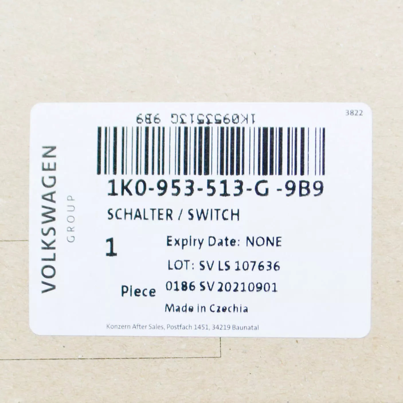 NEW VOLKSWAGEN EOS STEERING COLUMN CRUISE CONTROL SWITCH 1K0953513G 9B9 ORIGINAL