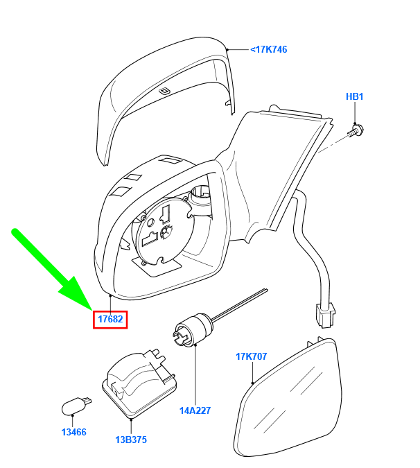 new ford mondeo mk4 rear right outer door mirror 1581926 7s71-17682-le original
