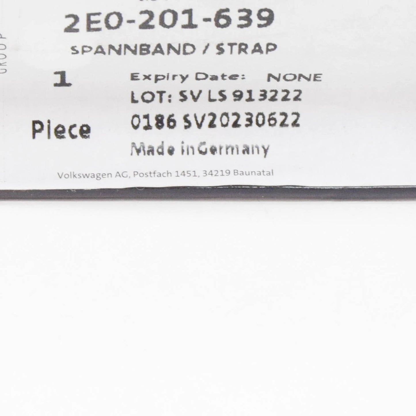 NEW VOLKSWAGEN CRAFTER 2E FUEL TANK TENSIONING STRAP 2E0201639 ORIGINAL