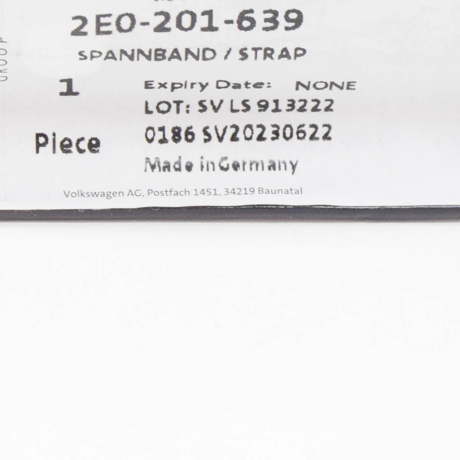 NEW VOLKSWAGEN CRAFTER 2E FUEL TANK TENSIONING STRAP 2E0201639 ORIGINAL