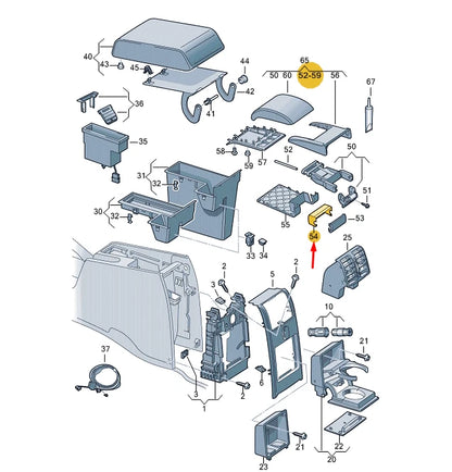 NEW VW TOURAN 1T CONSOLE ARMREST FRONT HINGE COVER 1T086337171N ORIGINAL