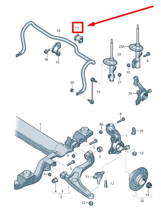 NEW VW V T5 FLATBED 7JD, 7JE, FRONT STABILIZER BUSHING SET 7H5411313B ORIGINAL